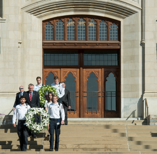 Virginia Gov. Terry McAuliffe, Virginia Tech President Tim Sands, and President Emeritus Charles Steger will participate in a wreath-laying ceremony prior to the 9:43 a.m. statewide moment of silence.