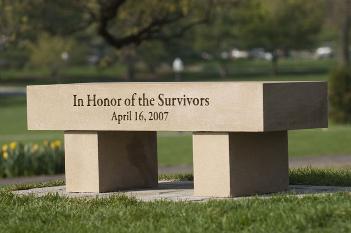 Bench dedicated to the April 16, 2007 survivors