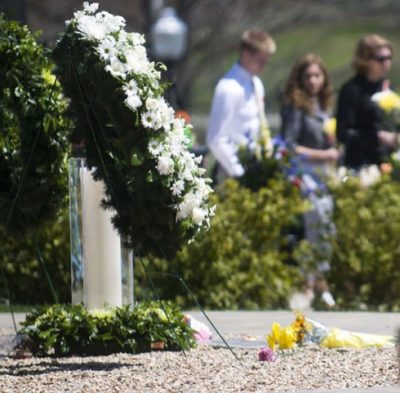 Wreaths at ceremony