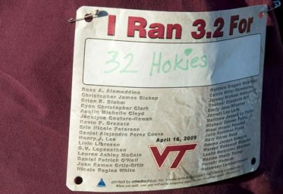 Race sign pinned to shirt