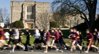 Participants along the course of the 3.2 Mile Run in Remembrance.