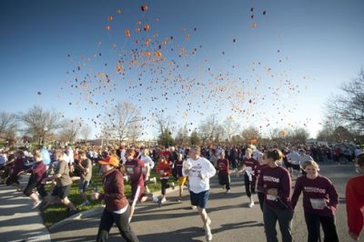Participants at the start of the 3.2 Mile Run in Remembrance.