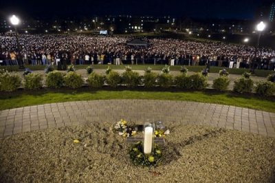 The candlelight vigil on the Drillfield.