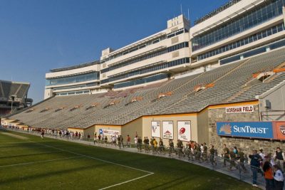 Runners in Lane Stadium.