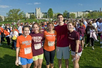 Runners at the Drillfield after finishing the 3.2 Run in Remembrance.