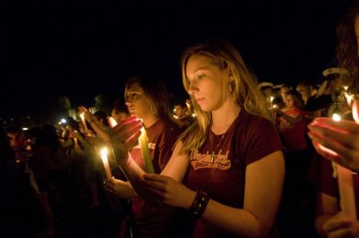 Candlelight vigil on the Drillfield